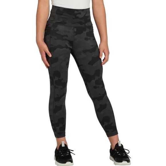 NWT DSG Girls' High Rise Printed 7/8 Tights in Camo Pure‎ Black - Size XXS - Picture 1 of 9